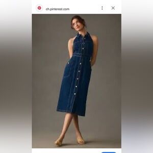 Anthropologie Pilcro denim halter dress with belt , size 8